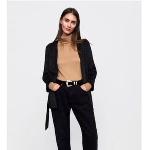 Zara Faux Suede Jacket, Black, Size M